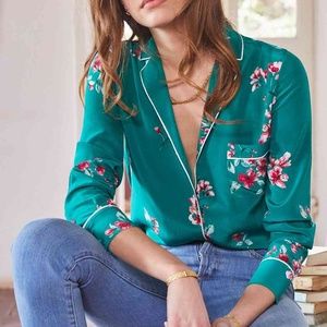 Sezane silk button down Size 36